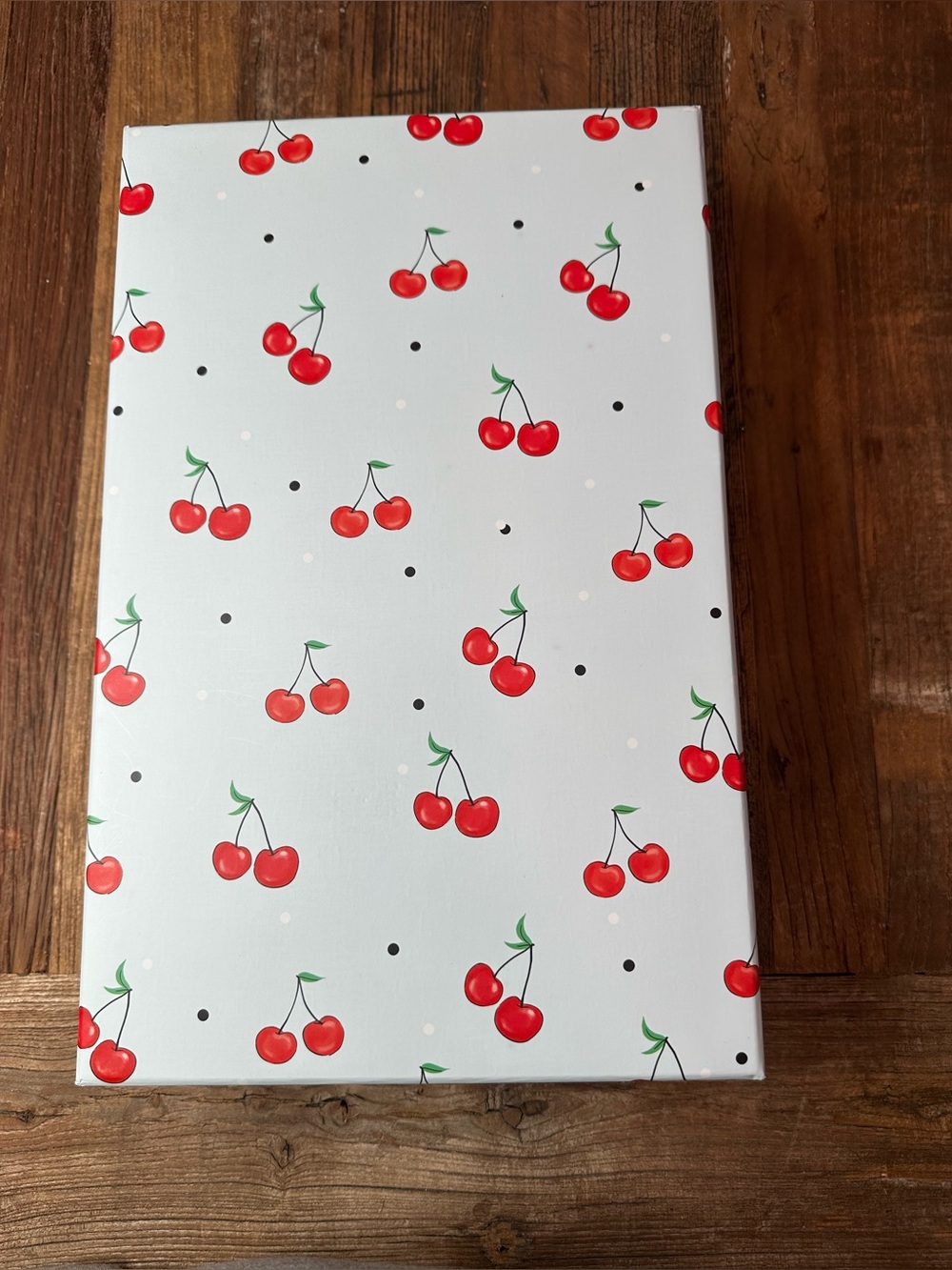 Cherry Print  Storage Box - White and Red